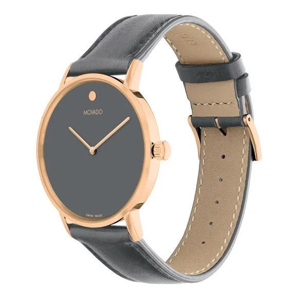 MOVADO SIGNATURE 0607834 GREY MUSEUM DIAL BLACK STRAP 40MM CASE WOMENS WATCH - Picture 2 of 3